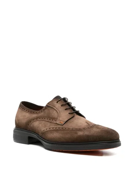 Brogues Santoni din piele de căprioară maro