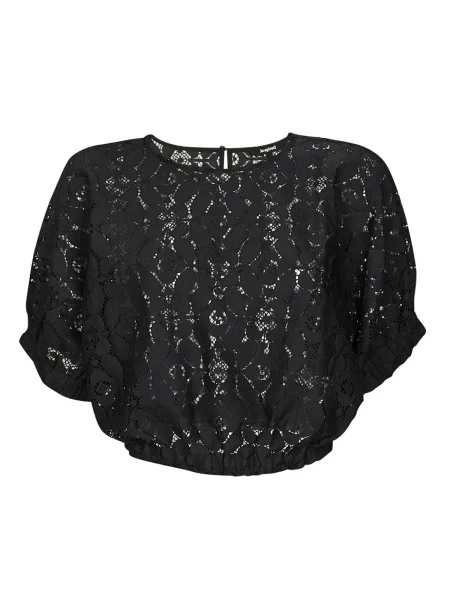 Top Desigual s čipkom crna
