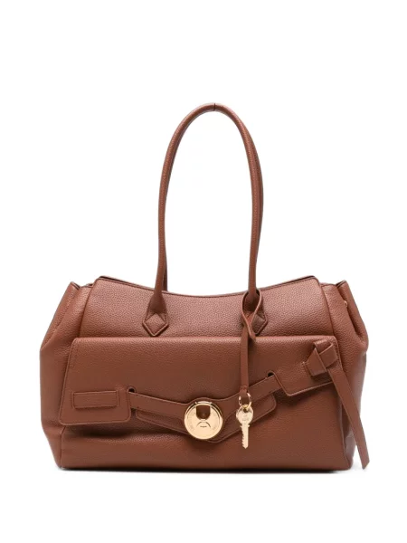 Geantă shopper Love Moschino cu autograf maro