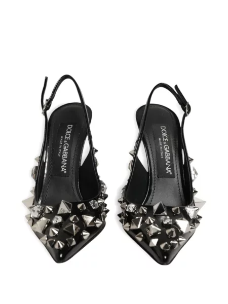Sandale Dolce & Gabbana din piele cu tepi slingback negru