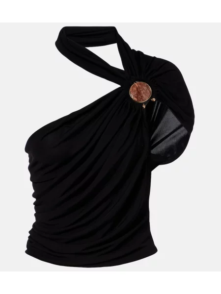 Top Christopher Esber din jerseu drapat negru