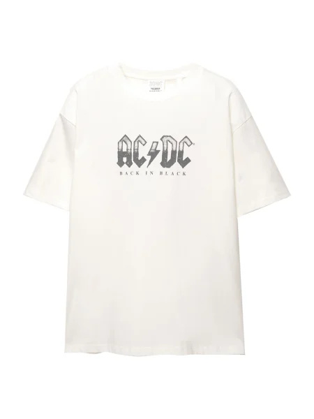 Pull&Bear Tricou AC/DC gri închis alb