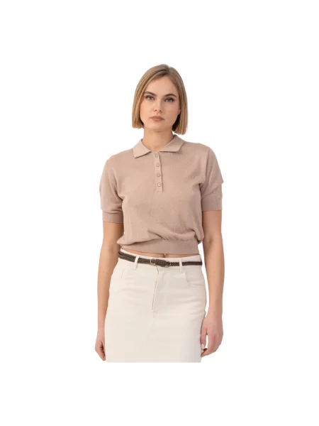 Krótki sweter Kocca z krótkim rękawem brązowy