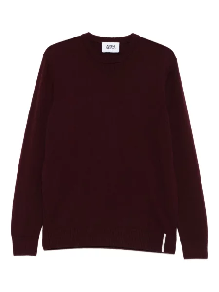 Pulover Alpha Studio de lână cu decolteu rotund roșu