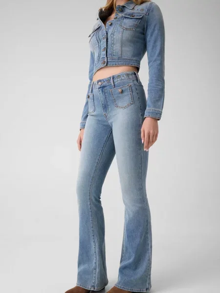 GUESS Blugi Belle | flare fit | high rise albastru