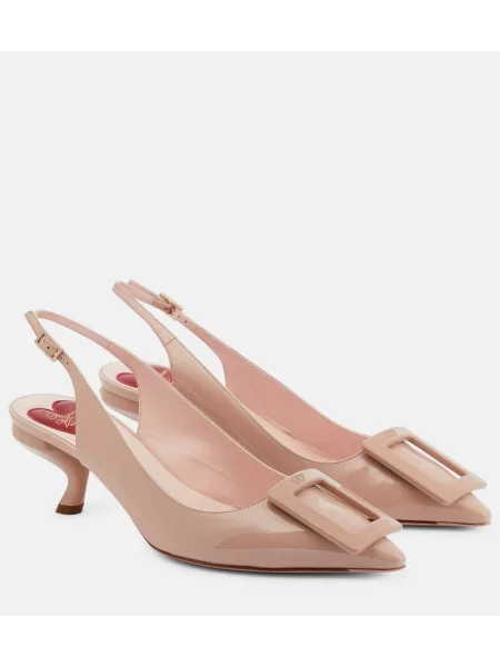 Pantofi cu toc Roger Vivier din piele slingback bej