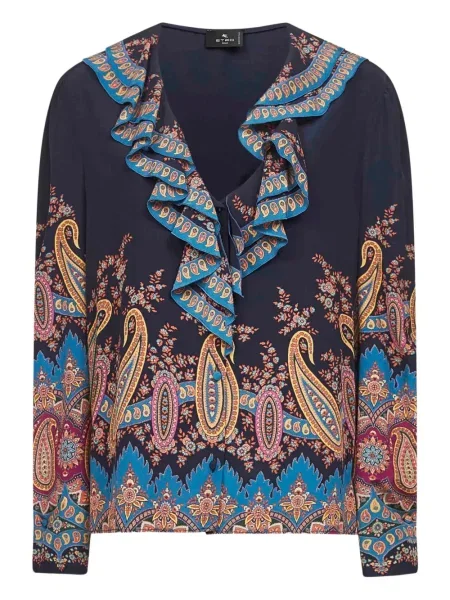 Top Etro cu imagine cu model paisley albastru