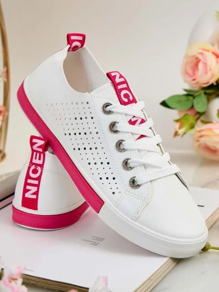 Sneakerși Resti ajurate alb