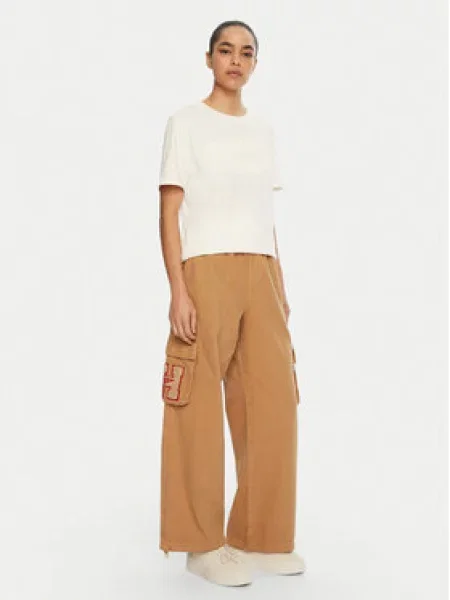 Tommy Jeans Kalhoty z materiálu béžová