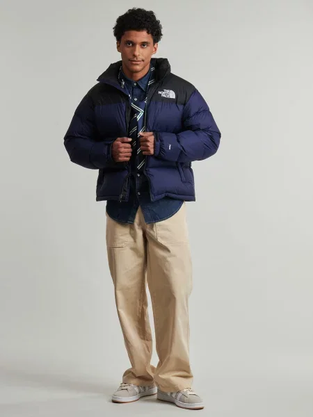 Geacă cu puf The North Face retro albastru