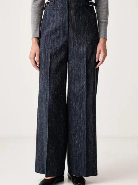 BOSS pantaloni wide leg pentru femei cu lână Tamilly albastru