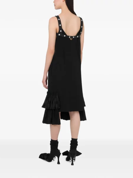 Rochie midi Moschino cu buline cu volane negru