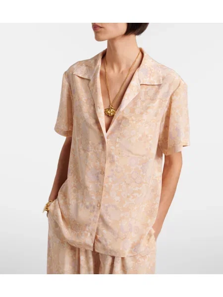Cămașă Chloé de mătase cu model floral roz