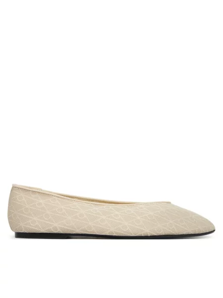 Calvin Klein Μπαλαρίνες Square Ballerina Aop Mesh Εκρού