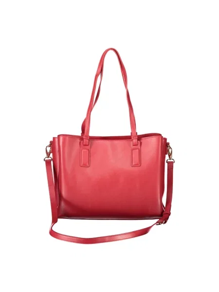 Lniana shopperka Valentino Bags czerwona