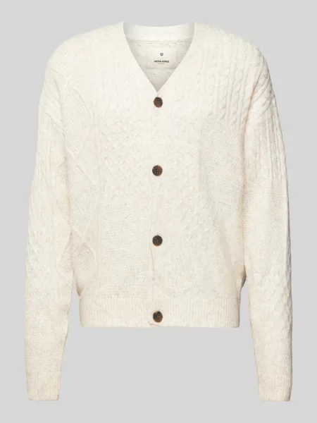 Kurtka z dzianiny ze ściegiem warkoczowym model ‘MARKUS’ Jack & Jones Premium biała