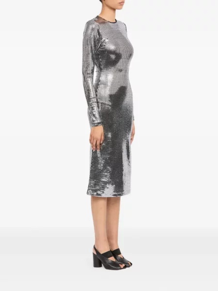 Костюм макси рокля Mm6 Maison Margiela до коляното сребристо