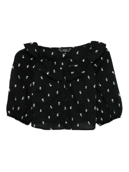Bluză To B. By Agnès B. cu broderie cu model floral negru