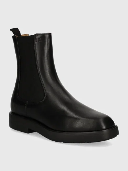 Emporio Armani cizme de piele cu plat negru