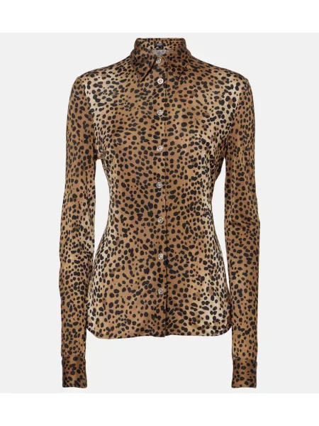 Cămașă Versace cu imagine cu model leopard maro