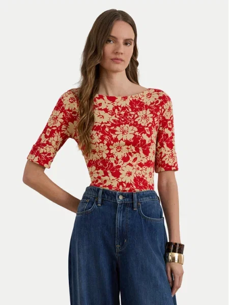 Lauren Ralph Lauren Majica pijeska / vatreno crvena