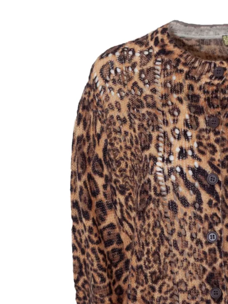 Kardiganas Pho Firenze su kutais leopardinis ruda
