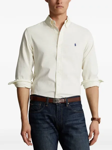 Tricou polo Polo Ralph Lauren cu autograf cu 5 buzunare în carouri gri