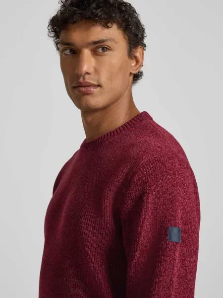 Sweter z dzianiny o kroju regular fit z mieszanki bawełny Tom Tailor bordowy