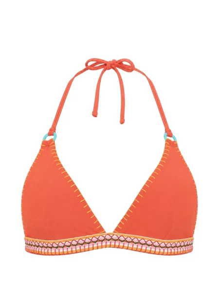 Top Banana Moon cu broderie cu gât halter portocaliu