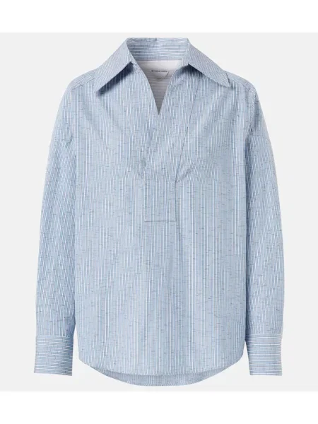 Bluză Bottega Veneta de in cu dungi albastru