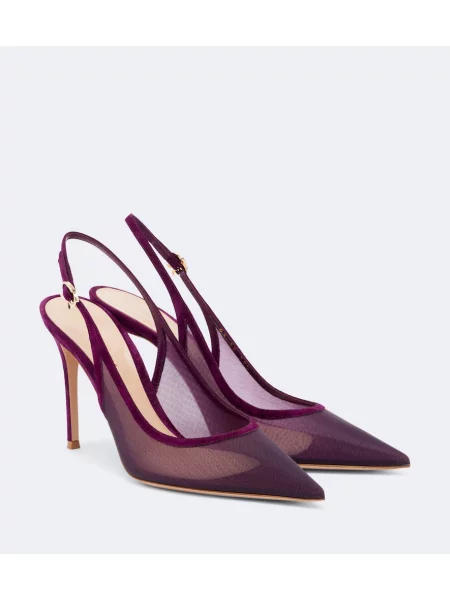 Pantofi cu toc Gianvito Rossi din piele de căprioară slingback violet
