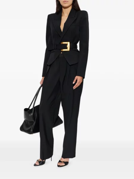 Cu centură sacou Balmain de lână negru