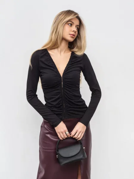 Лонгслів Romashka Кліо віскоза/нейлон чорний