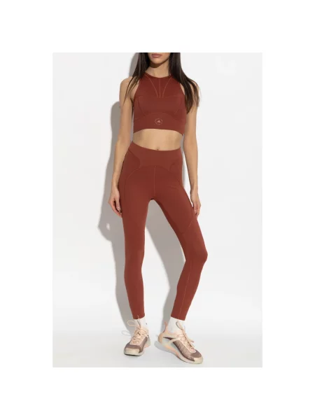 Legginsy Adidas By Stella Mccartney skórzane czerwone