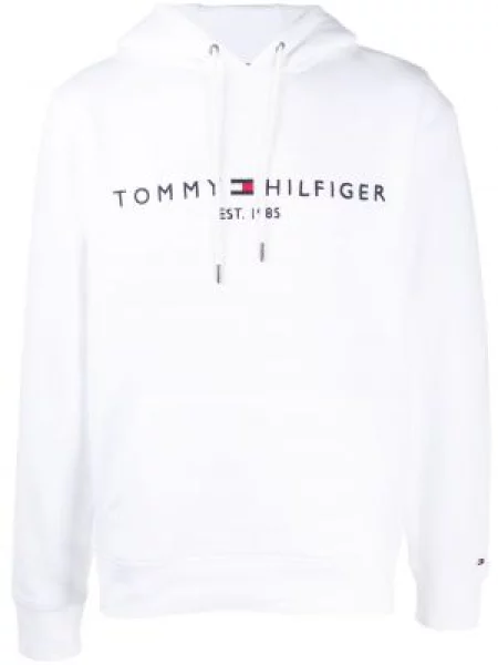 Hanorac cu glugă Tommy Hilfiger cu broderie cu cordon alb
