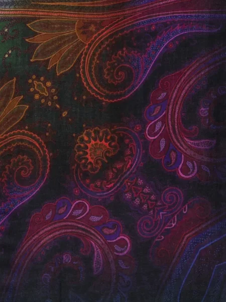 Fular Etro cu imagine cu model paisley negru