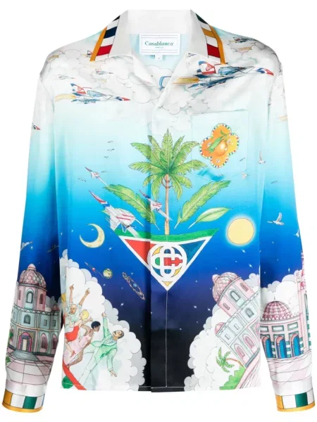 Копринена риза Casablanca синьо