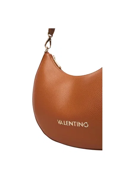 Lniana torebka Valentino Bags brązowa