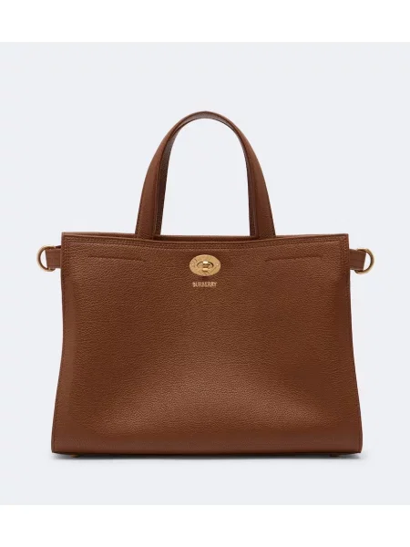Geantă shopper Burberry din piele în carouri maro