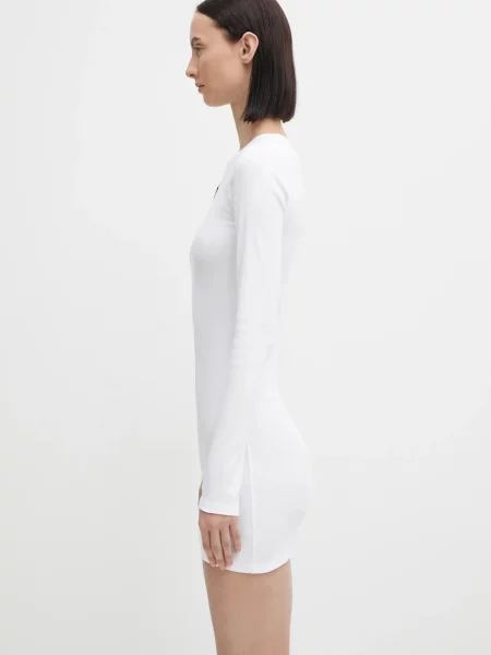 Marine Serre rochie Moon Logo Ribbed Jersey mini evazați alb