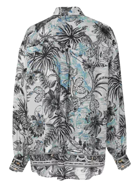 Cămașă Just Cavalli cu model floral cu imagine alb