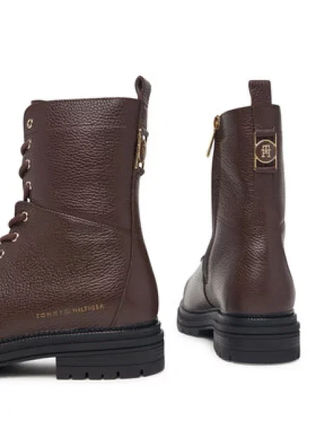 Tommy Hilfiger Auliniai batai Th Emboss Grain Leather Boot ruda