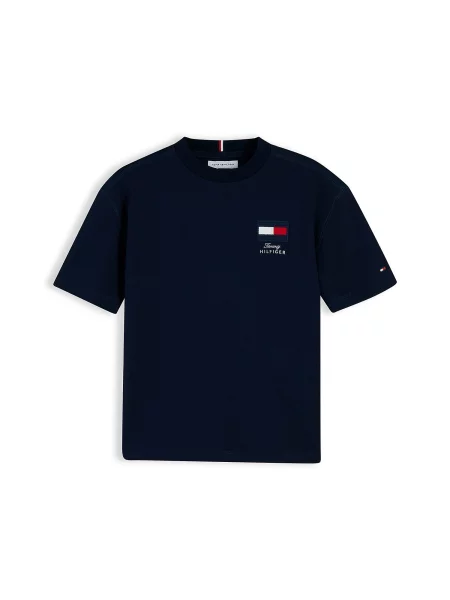 TOMMY HILFIGER Tricou bleumarin / roși aprins alb
