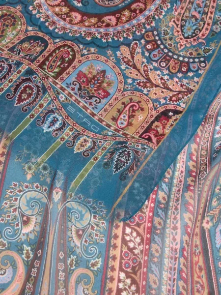 Paisley mintás sál Etro nyomtatás kék
