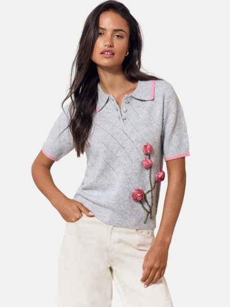 Lipsy Pulover deschis / roz gri