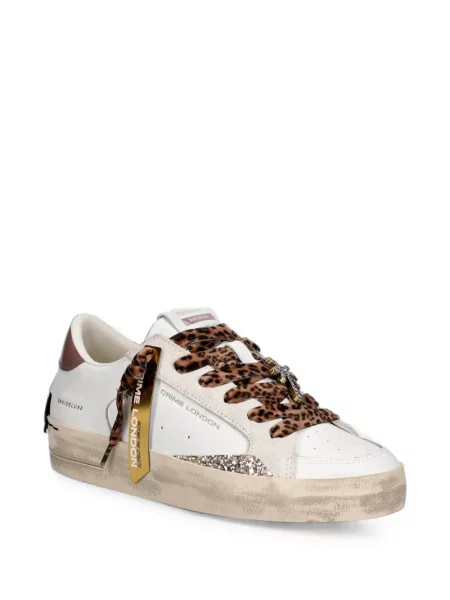 Sneakerși Crime London cu imagine cu model leopard alb