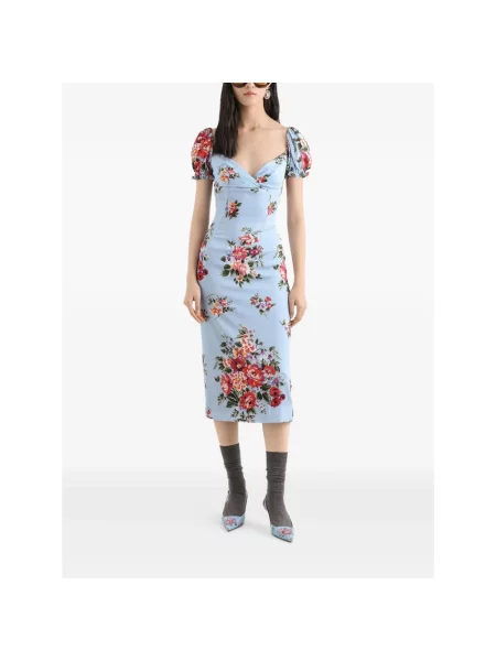 Sukienka Dolce And Gabbana z nadrukiem niebieska