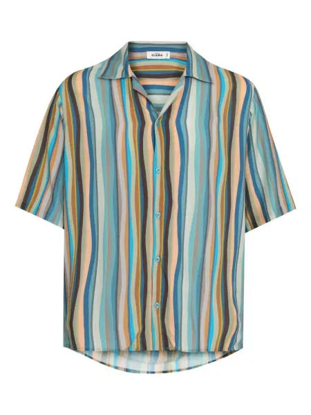 Cămașă Amir Slama cu dungi scurtă albastru