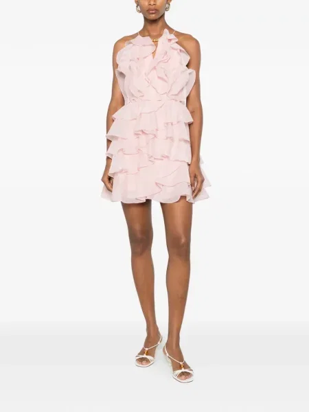 Rochie mini Aje cu volane roz