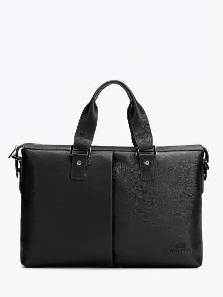 Torba na laptopa ze skóry naturalnej groszkowej czarna